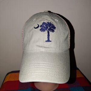 South Carolina Palmetto & Moon - Khaki & Navy Distressed Mesh Back Hat